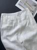 Elegant High-Waisted White Cotton-Linen Wide-Leg Pants for Women - Spring 2026 Collection