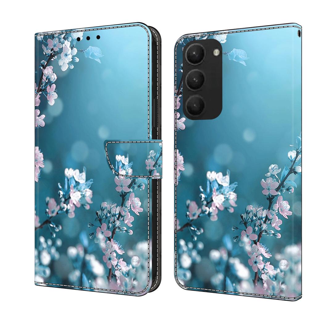 Piniginės dėklas su kortelių laikikliu Gėlėtas PU odinis dėklas su riešo dirželiu, atsparus smūgiams dangtelis, skirtas Sony Xperia 10 V / Xperia 1 V / Xperia 5 IV / Xperia 5 III