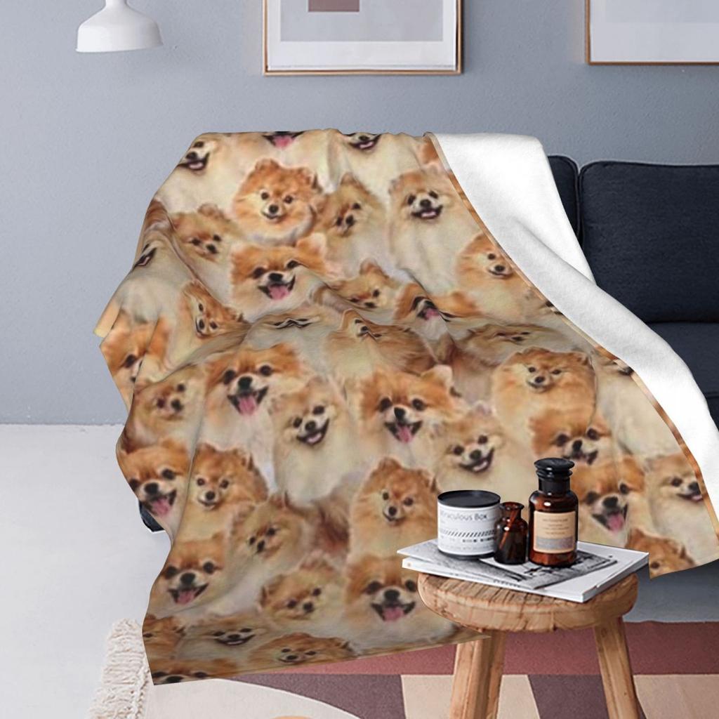 Pomeranian Blanket Pet Dog Picnic Flannel Throw Blanket Soft Durable Bedroom Design Bedspread Birthday Present