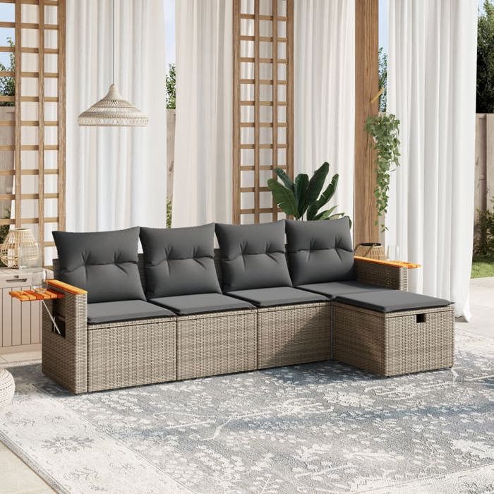 VidaXL Garden Lounge Set with Cushions 5 Pcs, Patio Sofas, Patio Furniture Set, Outdoor Furniture, Grey 3265505