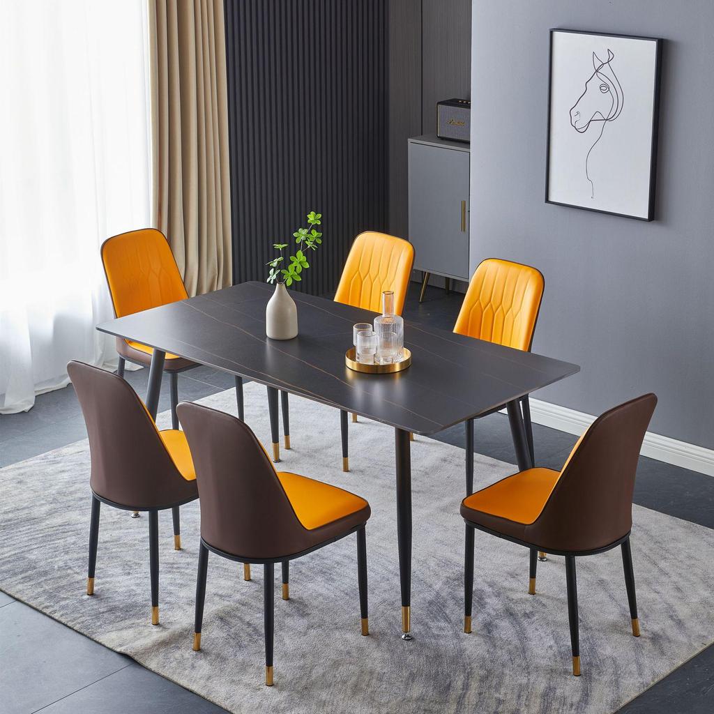 Modern Minimalist Italian Rock Slab Dining Table Set for Small Apartments