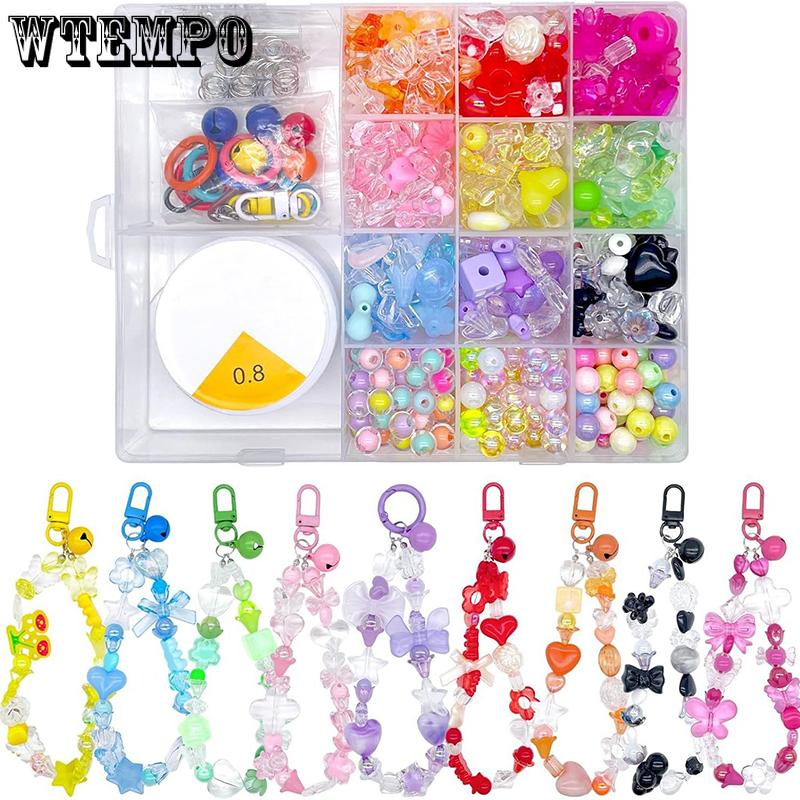 

WTEMPO Assorted Acrylic Beads for Bracelet Jewelry Making Cute Beads for Bracelets Making Keychain Beads Kandi Beads Charms DIY Keychain Phone Charm 1set різнокольоровий