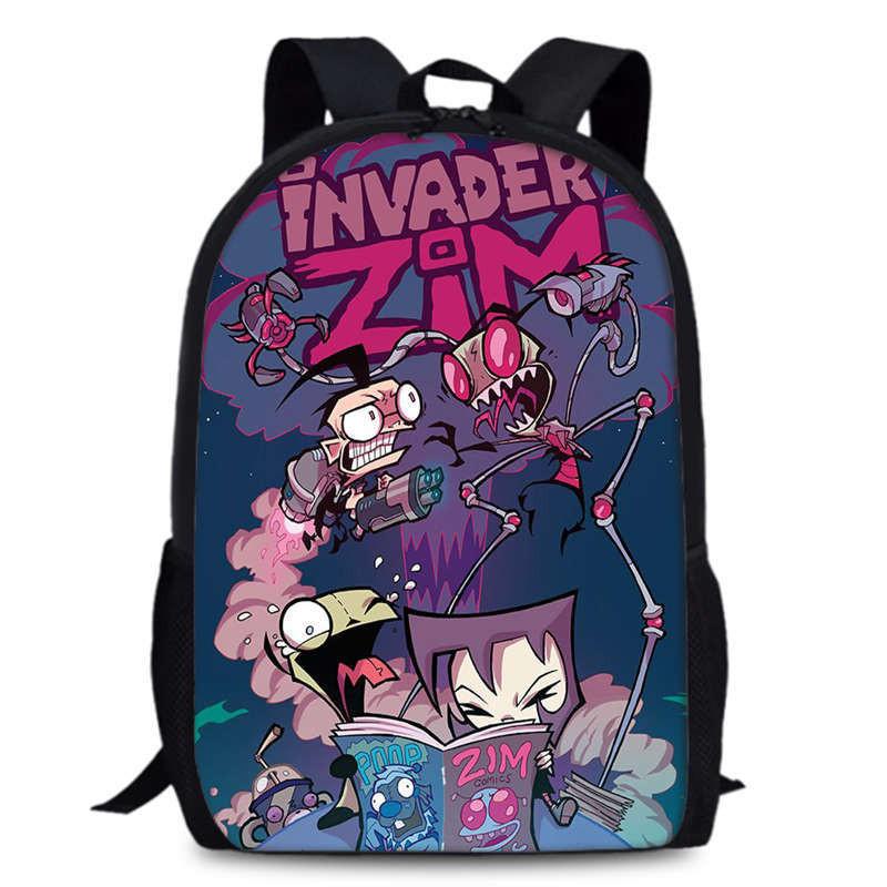 Zim Dib Invader Gaz Cartoon Animated Character Printed Backpack Children