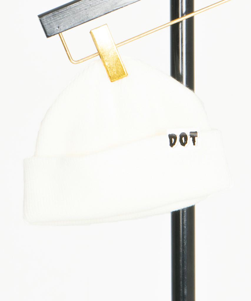 ODD DOT Logo Acrylic Beanie_White