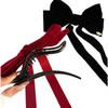 High-End Christmas Red Bow Hair Clip for Updo Styles