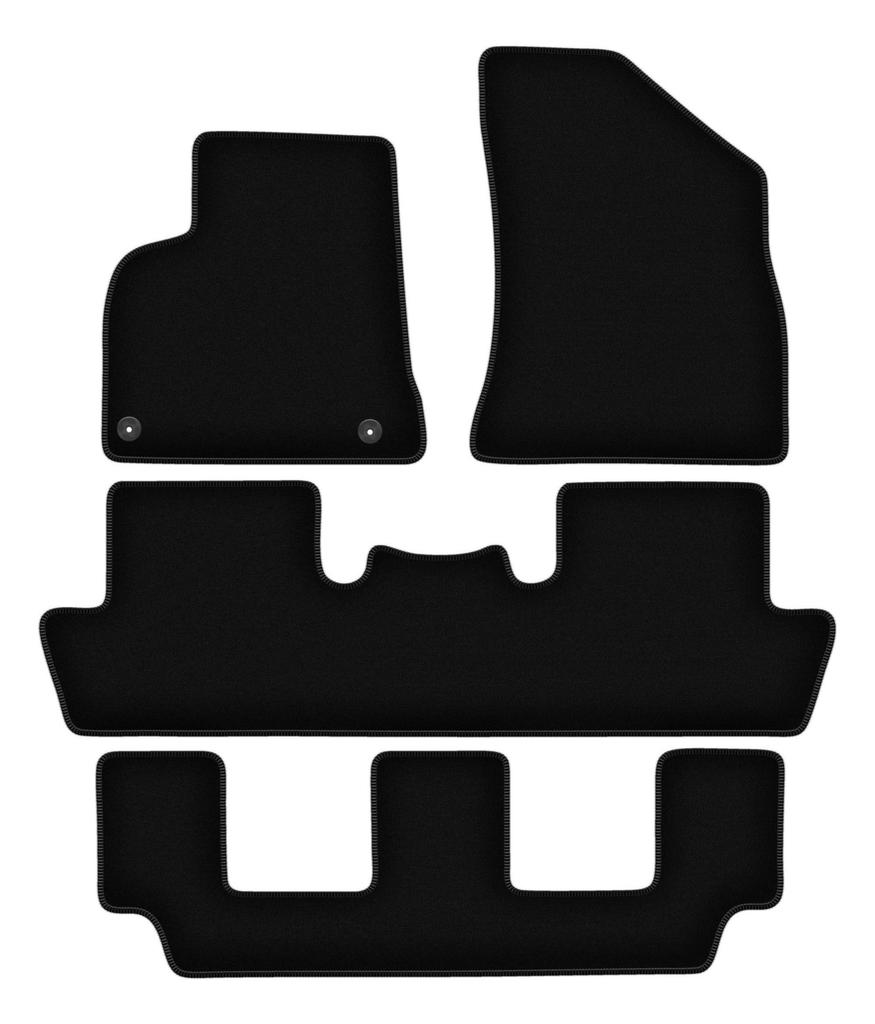 BASIC schwarze Velours-Fußmatten für: Peugeot 5008 I 7 Sitze (2009-2017)