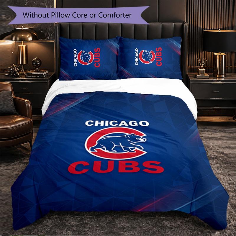 Set Biancheria da Letto 3 Pezzi in Microfibra con Fantasia Chicago Cubs Decorazione Copripiumino per Camera da Letto Uso Domestico