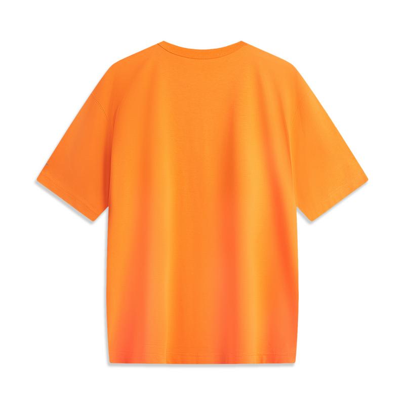 Li Ning CF Ice Silk Quick-Dry Cool Feeling Round Neck T-Shirt Unisex Tops Sunset-Orange ATSU779-7