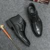 Men’s High Monk Boots Wingtip Dress Formal Black Leather Boots Tuxedo Wedding Blazers Saddle  Shoes Over Sized