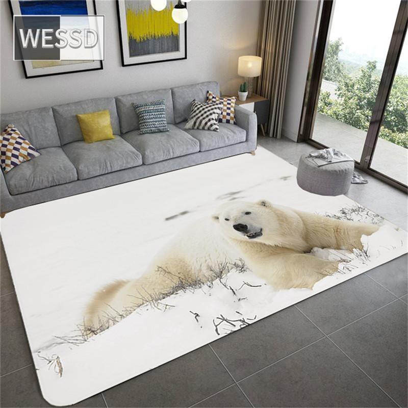 Niedlicher Eisbär Kinderzimmer Teppich 3D Tier Teppich Teppich Wohnzimmer Flanell Schwamm Badematte Saugfähig Home Decor Flur Teppich