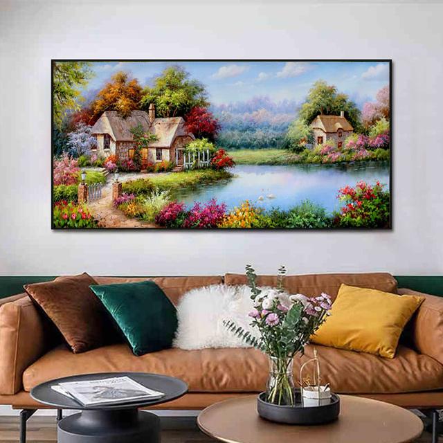 

Абстрактный дом сад река деревья холст картины скандинавские настенные художественные фотографии плакат и принты гостиная домашний декор без рамки 20cm×40cm NoFrame