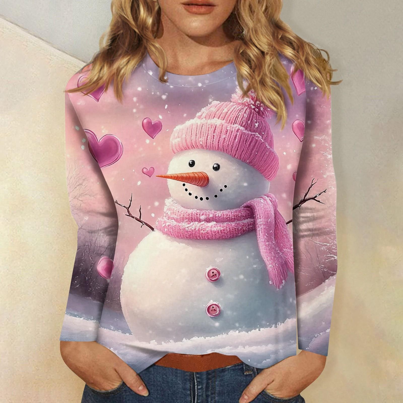 Рубашки с длинным рукавом для женщин Милые принты Футболки Блузки Повседневные Большие — фото 6