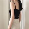 Damen Camisole Einfarbiges Weste Doppel-Spaghettiträger Gestrickte Camisole Tops