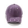 Niche Old Washed Hole Baseball Cap Women Spring and Summer Retro Rivets Broken Brim Sun Protection Peaked Cap Children Tide