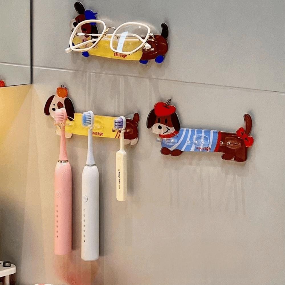 Wall Mounted Dachshund Toothbrush Holder Waterproof Plug Storage Rack  Travel