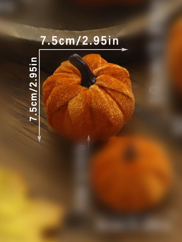 Velvet Artificial Pumpkins Decoration Brown Pumpkin Decor for Fall Halloween Thanksgiving Autumn Harvest Home Decorations Gift