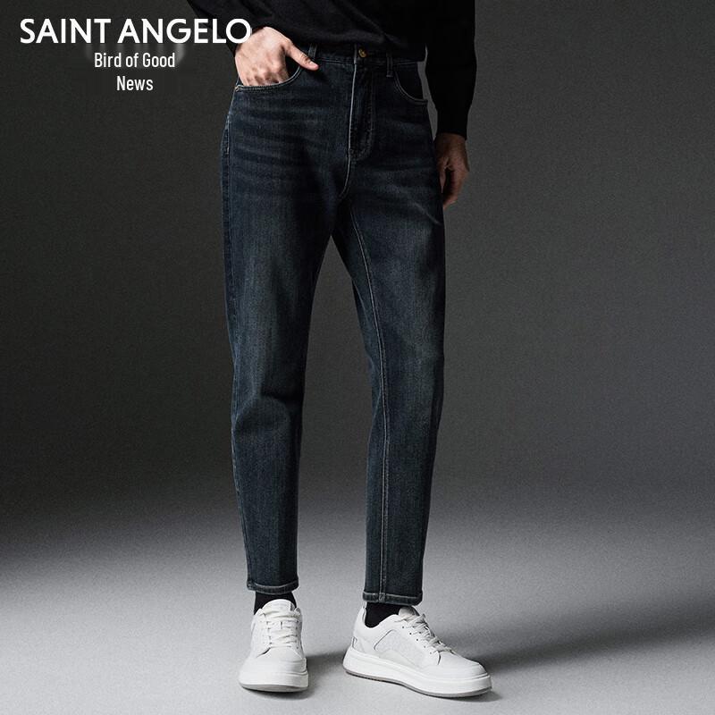 

Мужские черные синие джинсы Baoxiniao свободного кроя с зауженным низом 34