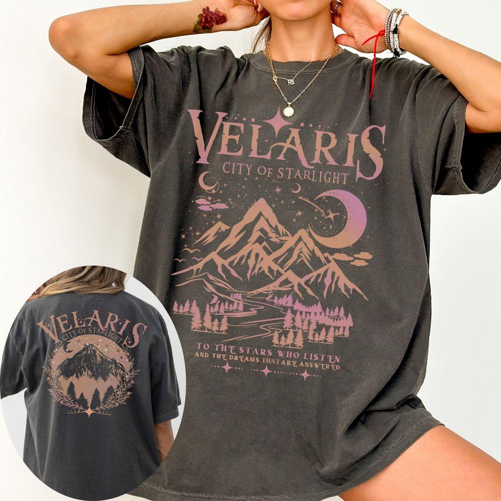 Women Retro Dark Academic ACOTAR Velaris Shirt Sarah J Maas Book Lover Gift Loose Retro Shirt Unisex Tee Fantasy Apparel Y2K Top