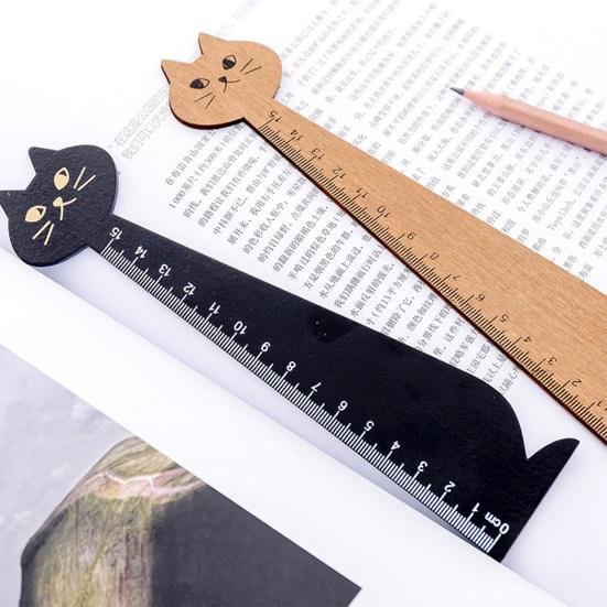 Creative Cartoon Cute Cat Kitten Straight School Supplies Stationery Wooden Ruler