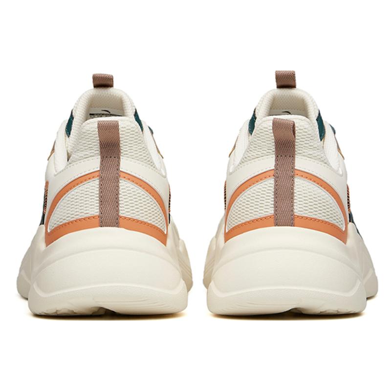 ANTA Chunky Sneakers Men's Low top Light Beige White/Dark Moss Green/Oranges Sneakers 111938822R-17