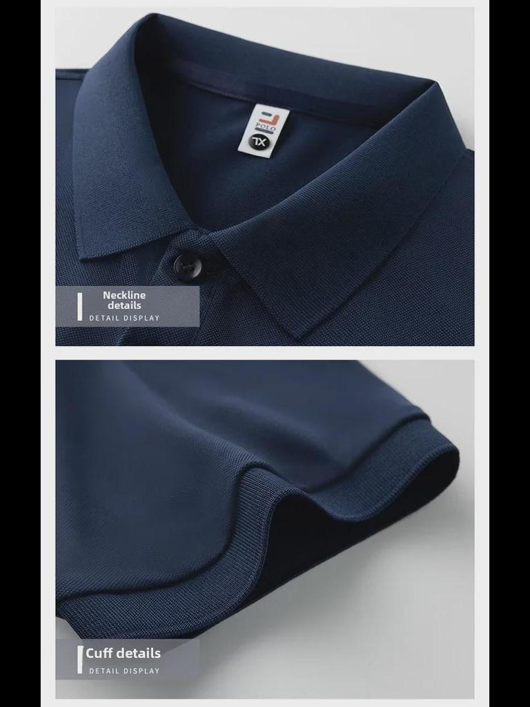 Polo d'été en soie glacée pour homme 2024 – T-shirt de sport léger et décontracté, à manches courtes, couleur unie et à revers