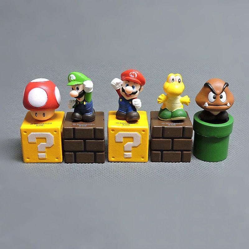 Super Mario 5pcs Bros Pvc Action Figures Decoration Game Mushroom Toys Kid Gifts