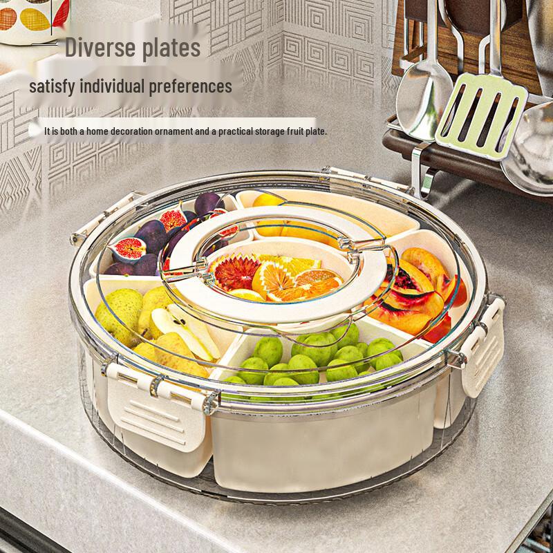 Moisture-proof Rotating Six-Compartment Dry Fruit Plate