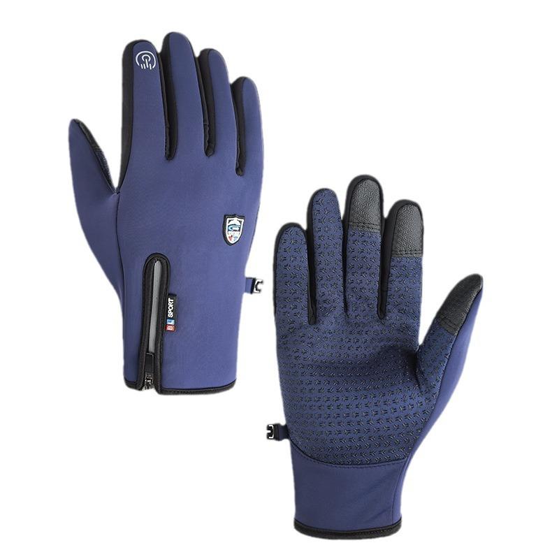 Men's Winter Cycling Gloves Plus Velvet Thickened Outdoor Sports Warm Waterproof Cold Touch Screen Driving Electric Bike