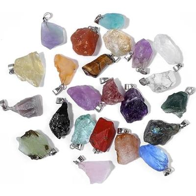 10 Pieces Irregular Natural Raw Stone Pendant for Jewelry Making DIY Necklace Earrings Accessories Reiki Healing Crystal Chakra Gemstone Pendant