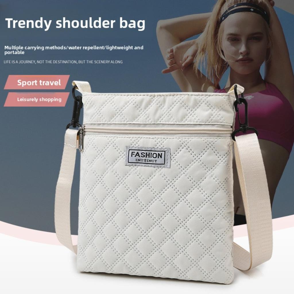 Borsa a tracolla semplice a griglia di diamanti a tinta unita per donna, borsa a spalla casual, borsa a tracolla piccola quadrata leggera e versatile