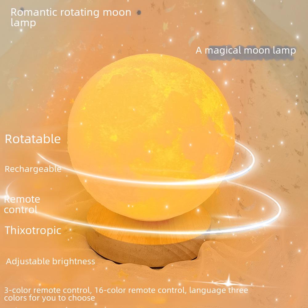 2025 Intelligent Voice Rotating Moon and Planet Bedside Lamp