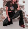 2026 Spring/Autumn Women's High-waisted Micro-flare Velvet Trousers - European & American Fashion