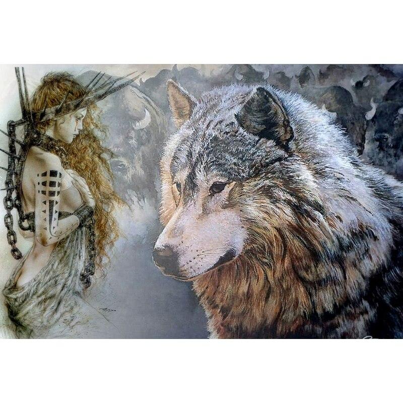 New 5D DIY Diamond Painting Snow Wolf Diamond Embroidery Animal Cross Stitch Full Round Drill Crafts Home Decor Art Gift