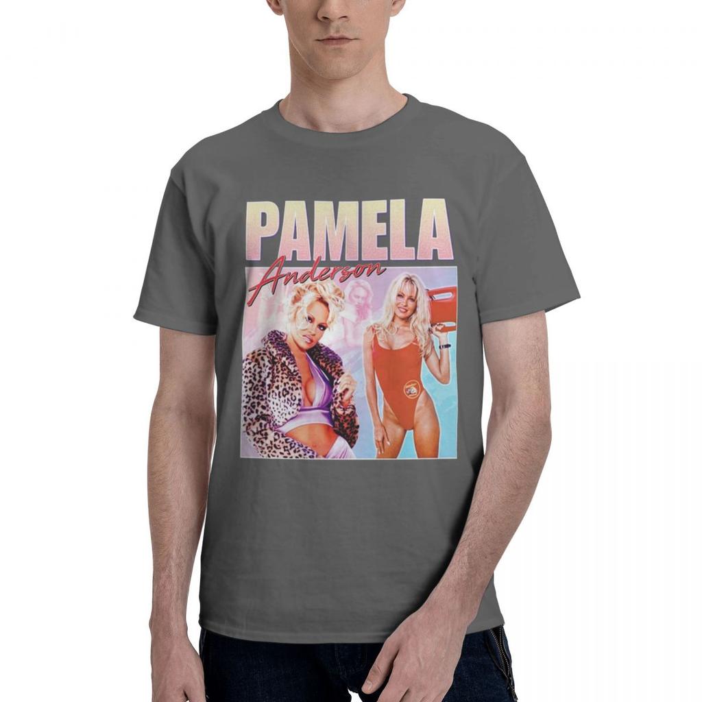 Men T Shirt Pamela Anderson Vintage Gifts Y2K Graphic Crewneck Unisex Clothes T Shirts
