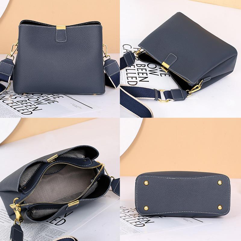Women's Genuine Leather Handbag Luxury Bucket Style Casual Lady Fashi Shoulder Crossbody Messenger Bag for Girls 2026