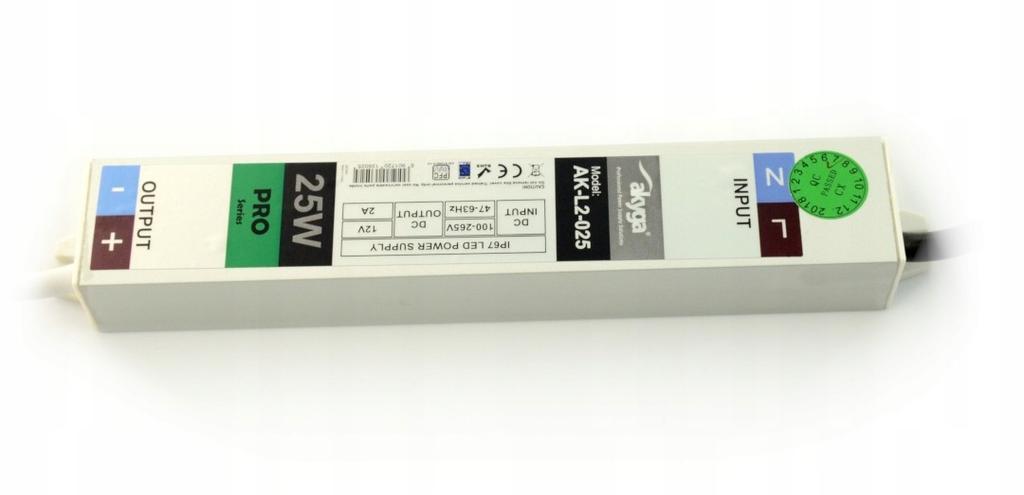 Zasilacz impulsowy modularny do LED Akyga AK-L2-025 12V / 2.0A 25W IP67