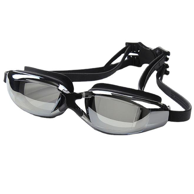 Shenyu Anti-Fog HD Swim Goggles Set: Includes Electroplated Goggles, Silicone Nose Clip, Earplugs, and PU Swim Cap.