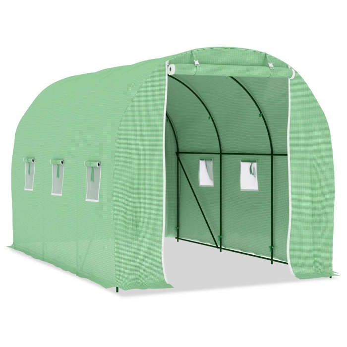 VidaXL Greenhouse Tent Shelter Plants Greenhouse Flower Greenhouse Plant Greenhouse Garden Greenhouse Outdoor Greenhouse 6.86 M² Green PE Fabric 48164