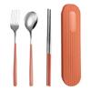 Set di Posate in Acciaio Inossidabile 304: Forchetta, Cucchiaio, Bacchette con Scatola a Strisce Verticali per Viaggio, Campeggio, Uso Studentesco