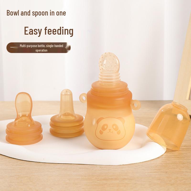 Silikon-Quetsch-Baby-Fütterlöffel-Flasche, Anti-Erstickung, Anti-Herunterfallen, Großes Fassungsvermögen 90ml für Müsli, Obst und Gemüse