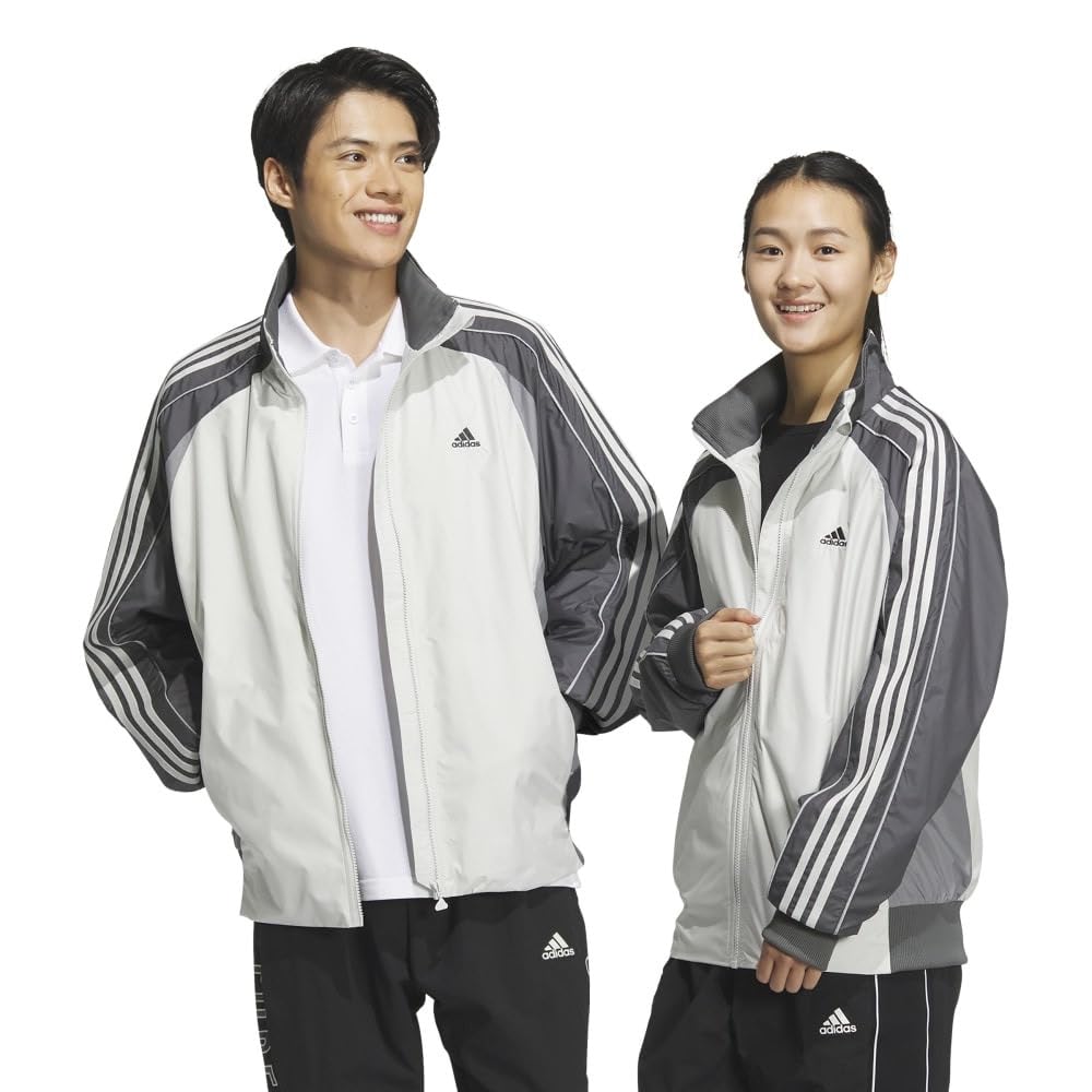 

Adidas Beyond the Stripes KWX92 Трикотажный топ с тканой отделкой и подкладкой Warm Orbit Five для мужчин, свободного кроя, серый/серый (JG8577)