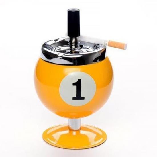 Ash Case Large Windproof Heat Resistant Three Bayonets with Lid Fashion Pool Billiard Ball Design Ashtray Ornament for Bar