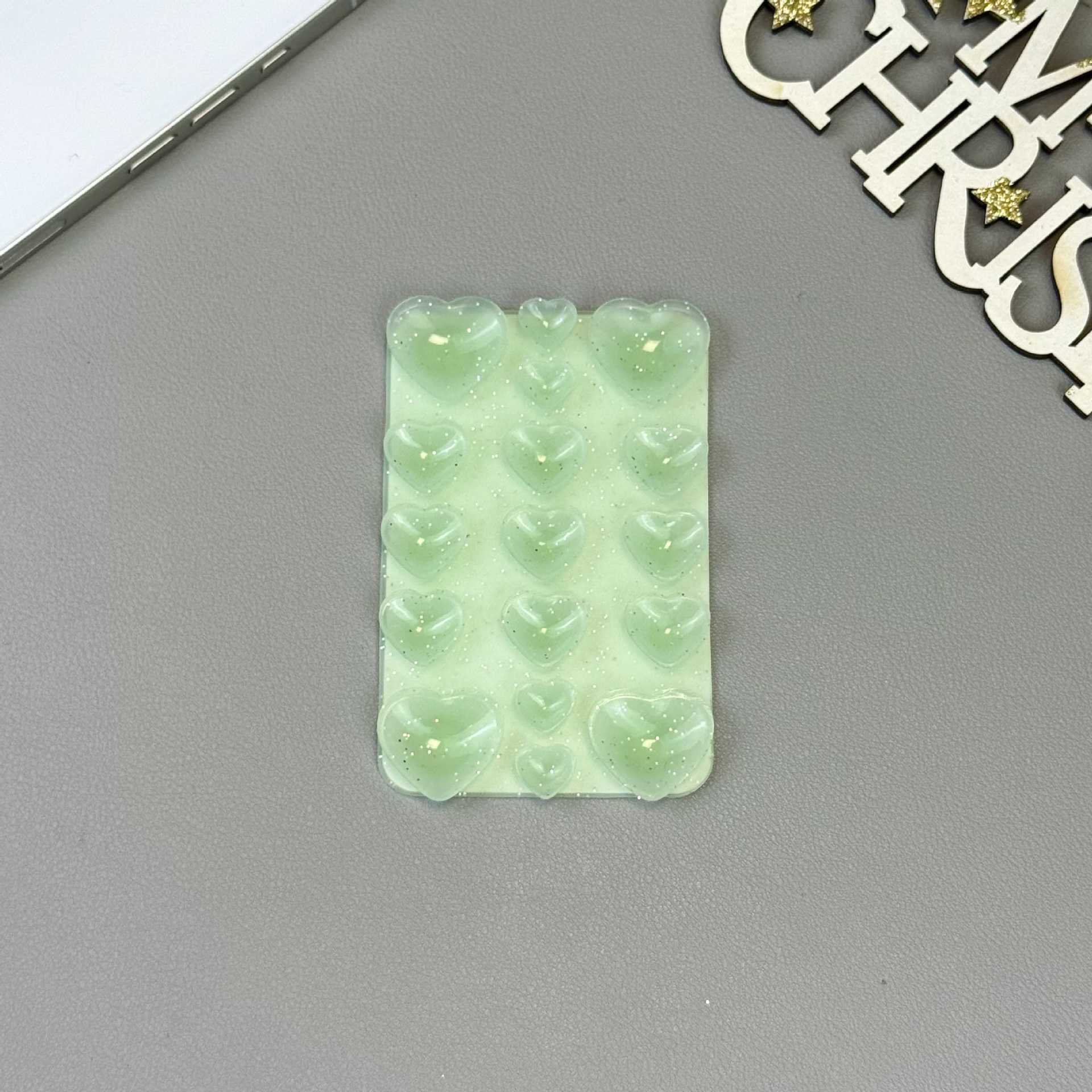 Square silicone suction cup with glitter single-sided sticker, simple anti-skid mobile phone suction cup anti-skid multi-functional silicone suction