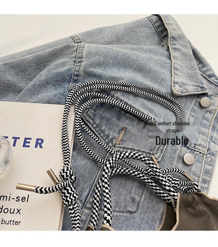 Spring/Summer 2025 Women's Canvas Crossbody Phone Bag with Apple Embroidery