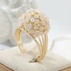 Elegant Temperament Inlaid Synthetic Opal Golden Plated Ring for Women's Fashion Banquet Wedding Engagement Jewelry Accessories