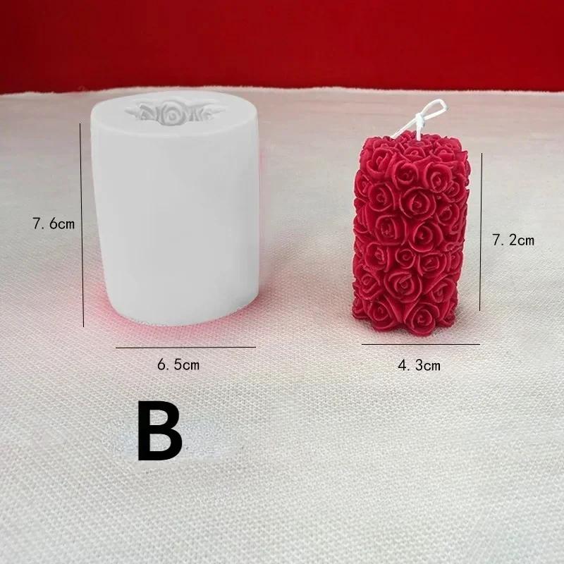 Creative Diy Rose Flower Shape Candle Mold Handmade Gypsum Plaster Mould Cylinder Silicone Soap Aromatherapy Wax Scented Mold