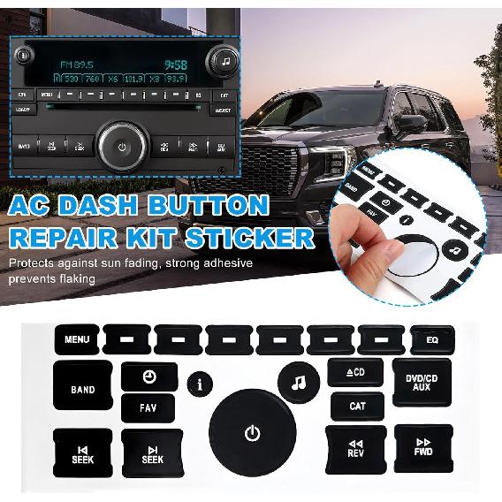 4 PCS AC Dash Button Repair Kit, Decal Replacement for Fixing Ruined Faded A/C Controls, AC & Radio Dash Buttons Decal Replacement Stickers,