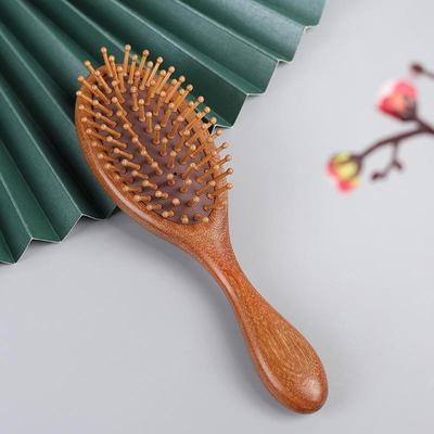 Golden Sandalwood Air Cushion Massage Comb - Retro Solid Wood Long Hair Comb for Ladies
