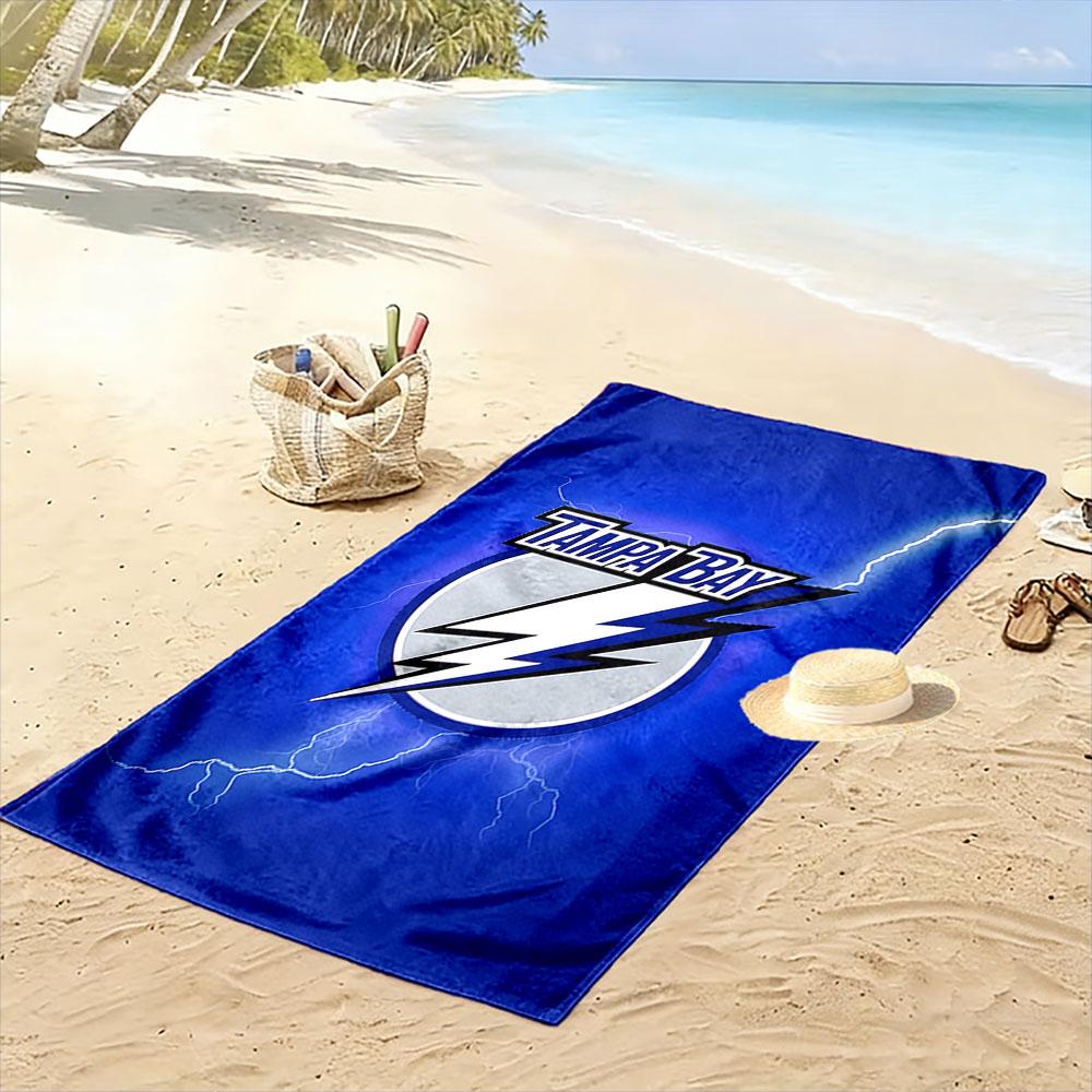 "Tampa Bay Lightning Logo Design" Patterned Beach Towel Quick Dry Perfect for Travel Outdoor Sports Jogging the Beach and Swimming