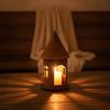 House-Shaped Candle Holder Rusted Lantern Outdoor for Garden, Patio